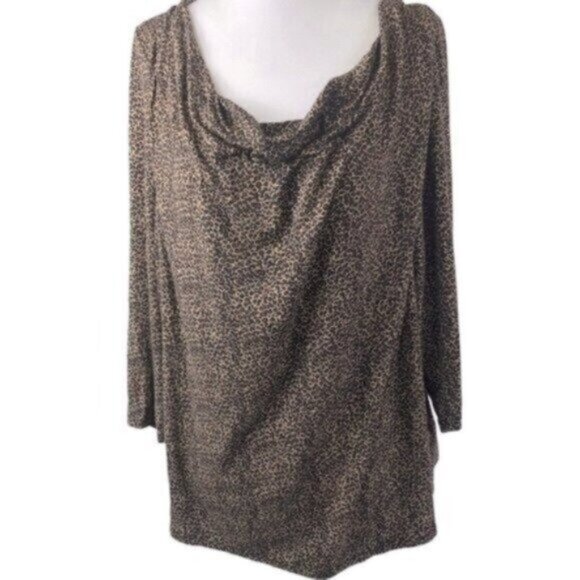 Michael Kors Brown Animal Print Business Casual Everyday Blouse 1X - Picture 1 of 6